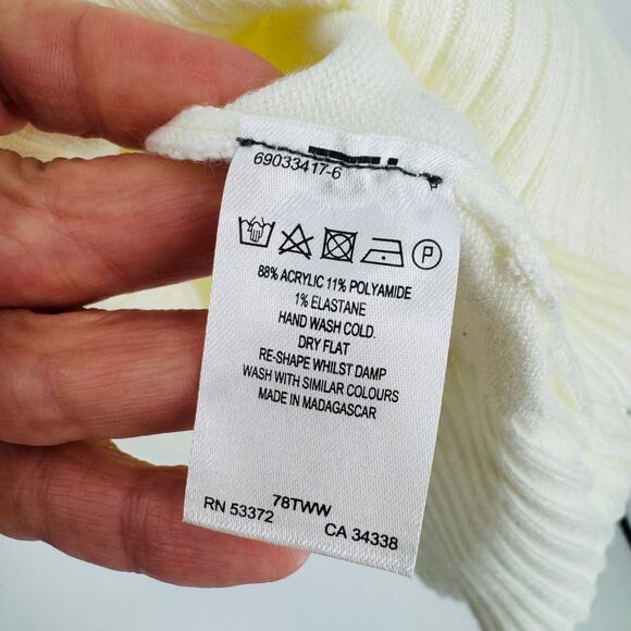 French Connection Babysoft Roll Neck Sweater White Long Sleeve Pullover Size M - Picture 6 of 7